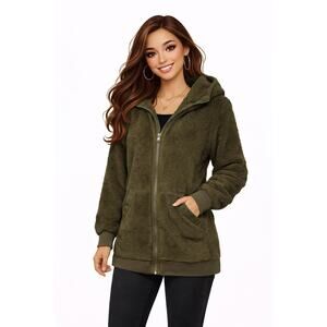 Athleta Tugga Coat Jacket Green Zip Hoodie XS Athleisure Cozy Outdoor Y2K